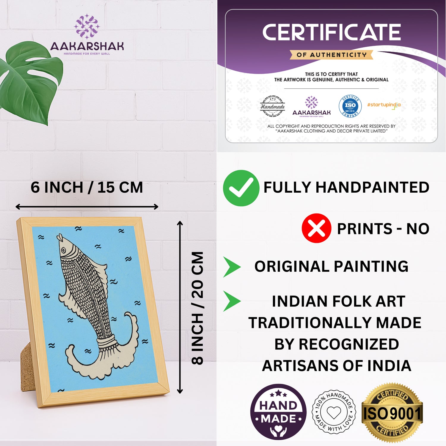 handmade iso certified-fish kalamkari painting
