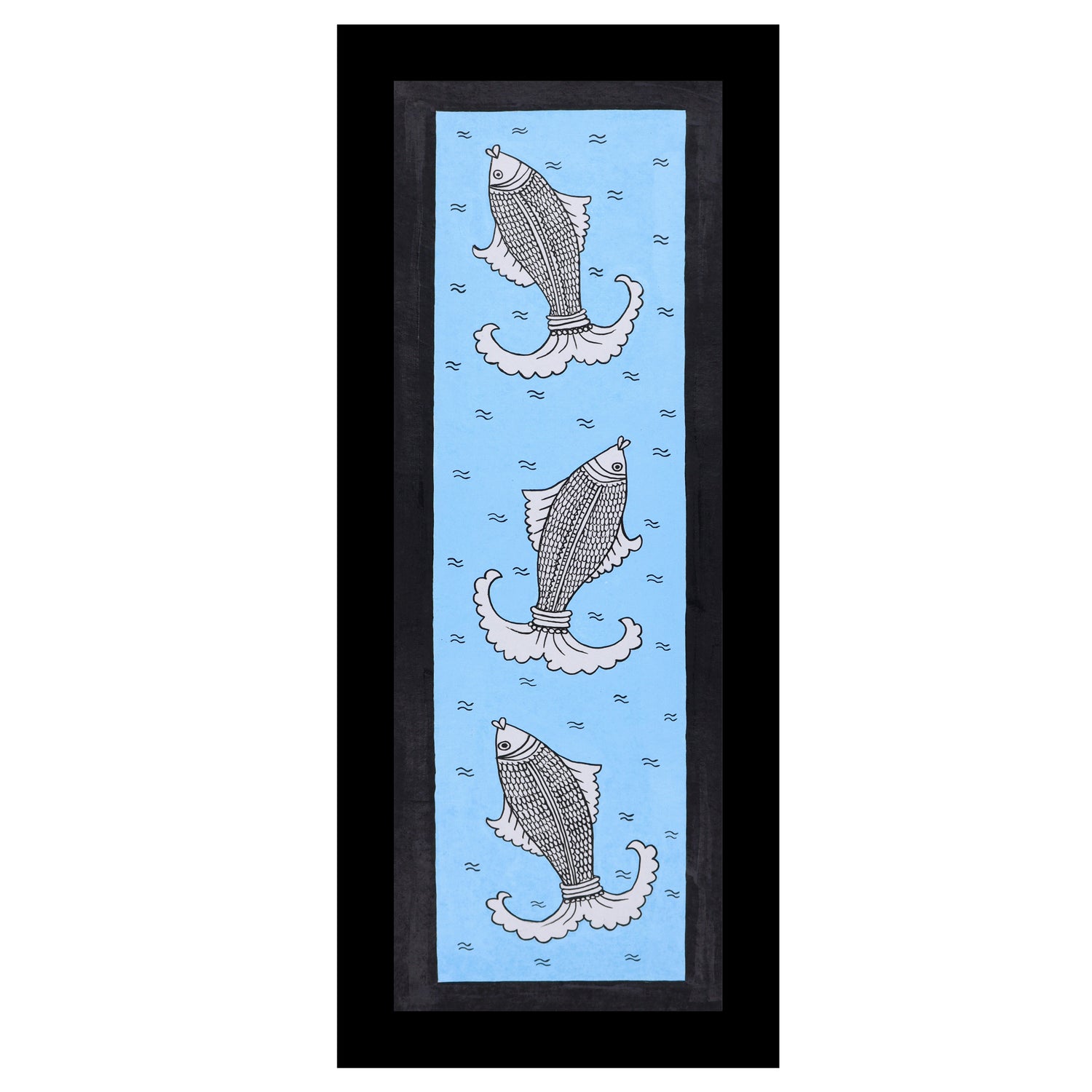 Framed artwork of a colorful fish-with handmade kalamkari painting 