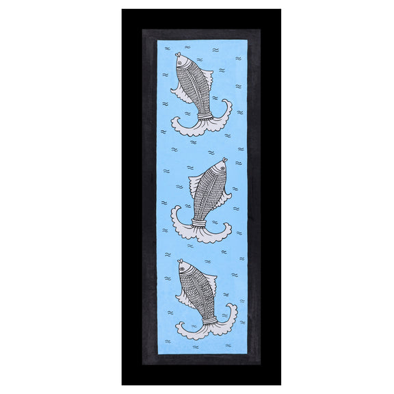 Framed artwork of a colorful fish-with handmade kalamkari painting 