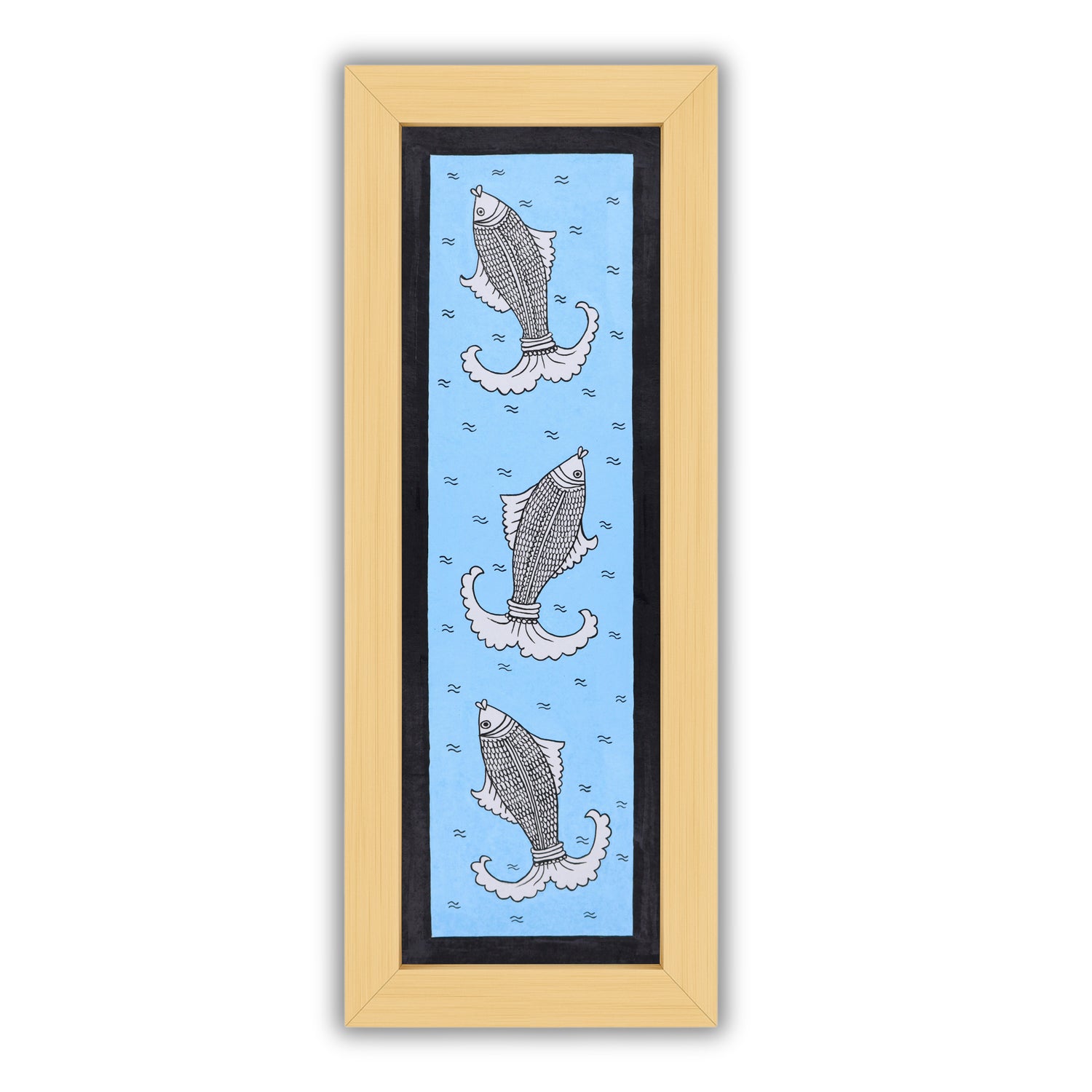Framed artwork of a colorful fish-with handmade kalamkari painting 