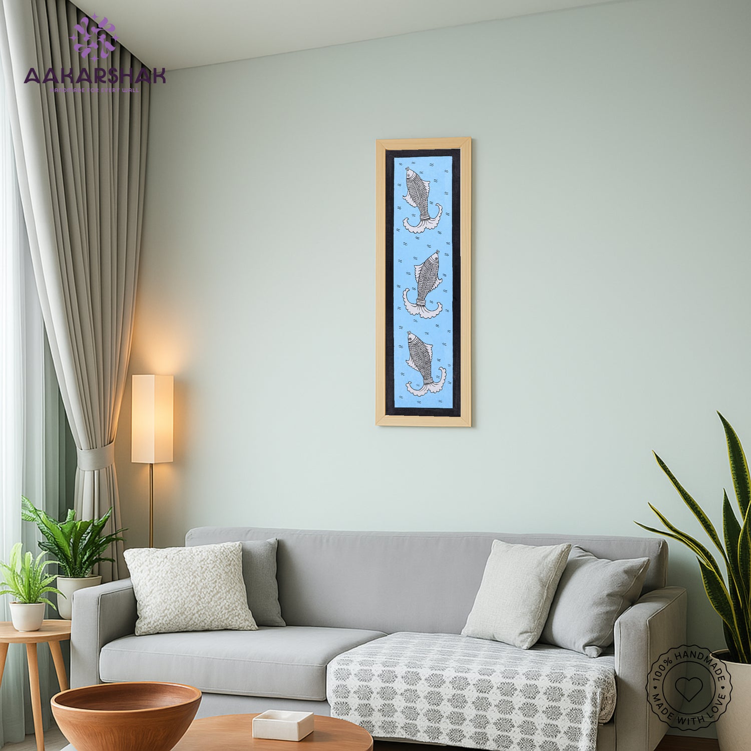 vibrant handmade fish painting-depicting indian folk traditions
