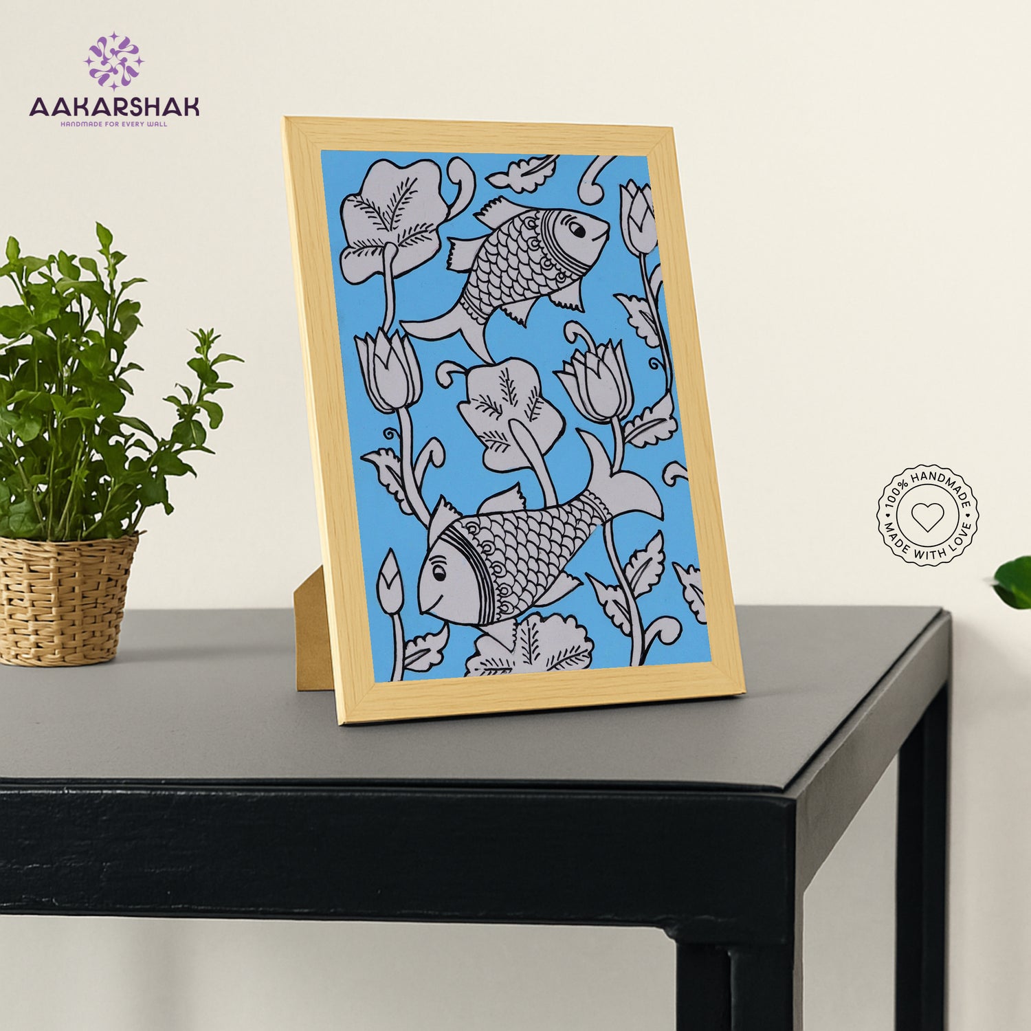 vibrant handmade fish painting-depicting indian folk traditions
