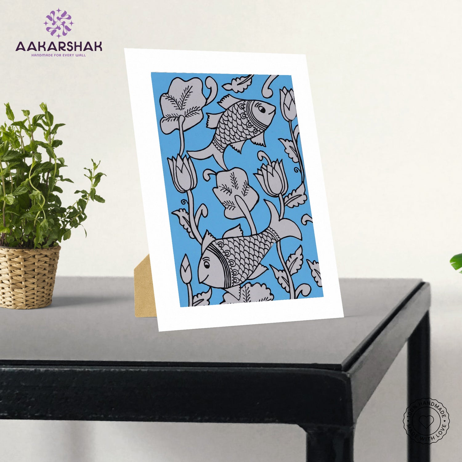 vibrant handmade fish painting-depicting indian folk traditions

