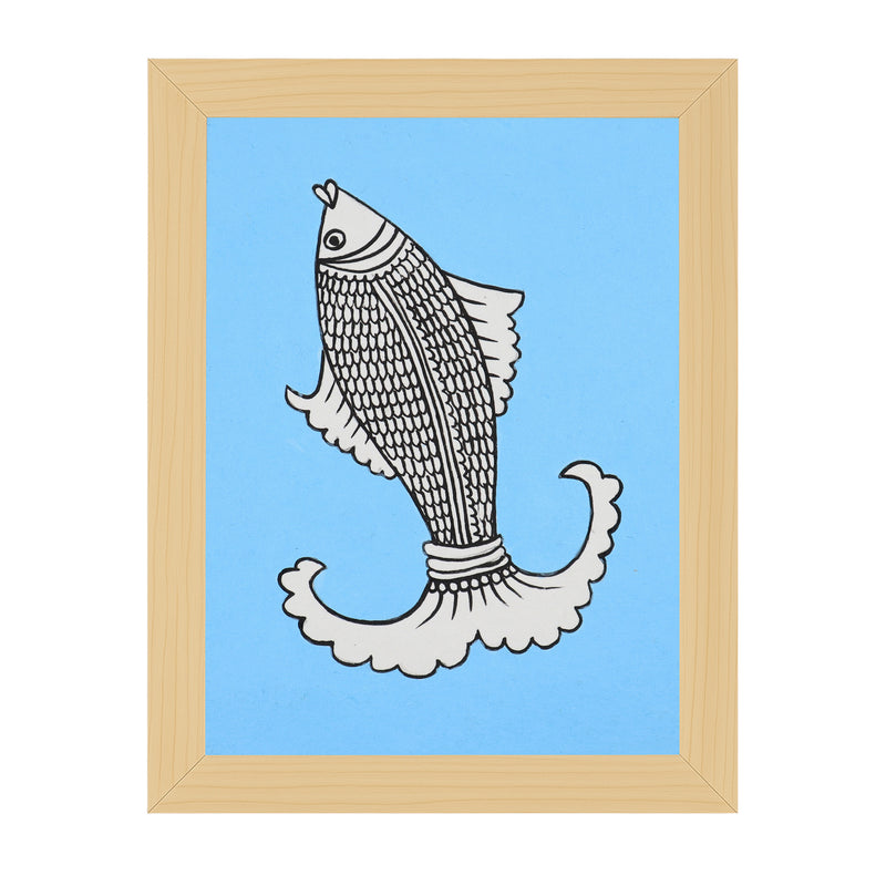 handmade kalamkari painting fish-in vibrant traditional folk art style
