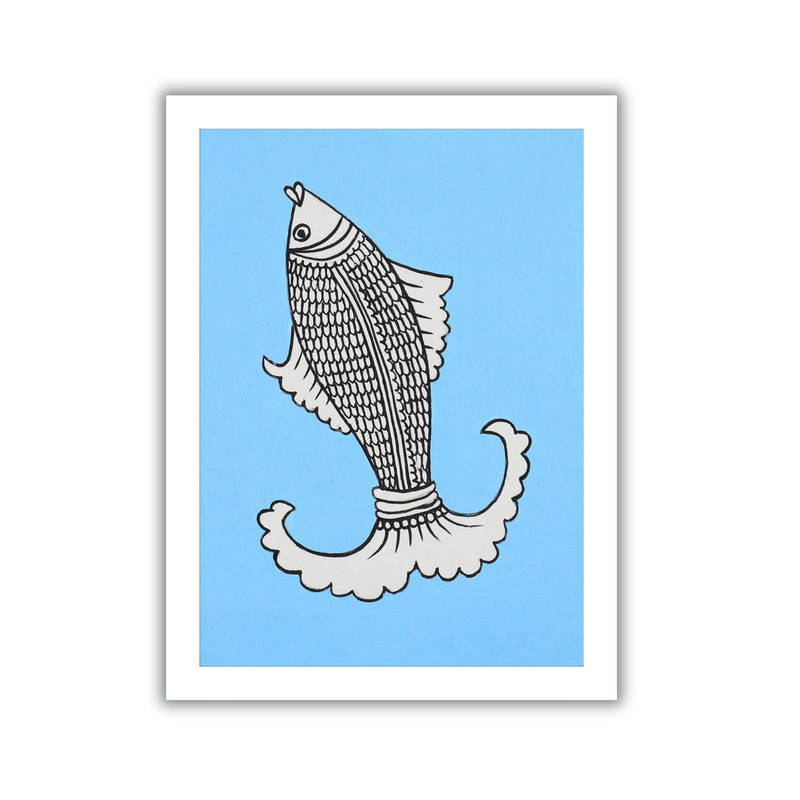 handmade kalamkari painting fish-in vibrant traditional folk art style
