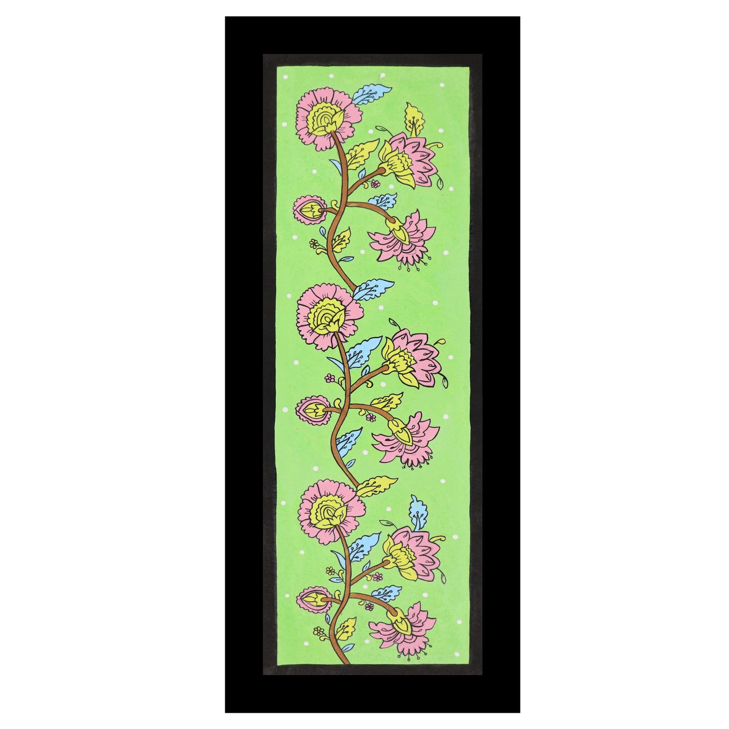 Framed artwork of a colorful flower-with handmade kalamkari painting 