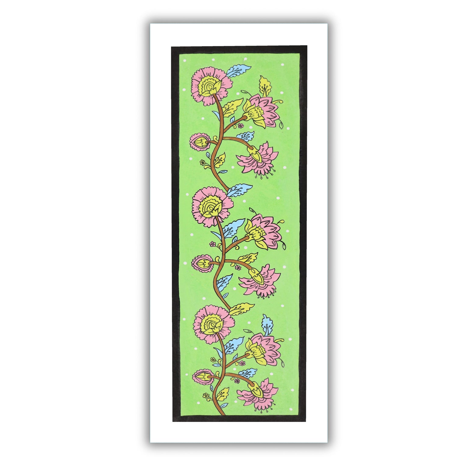 Framed artwork of a colorful flower-with handmade kalamkari painting 