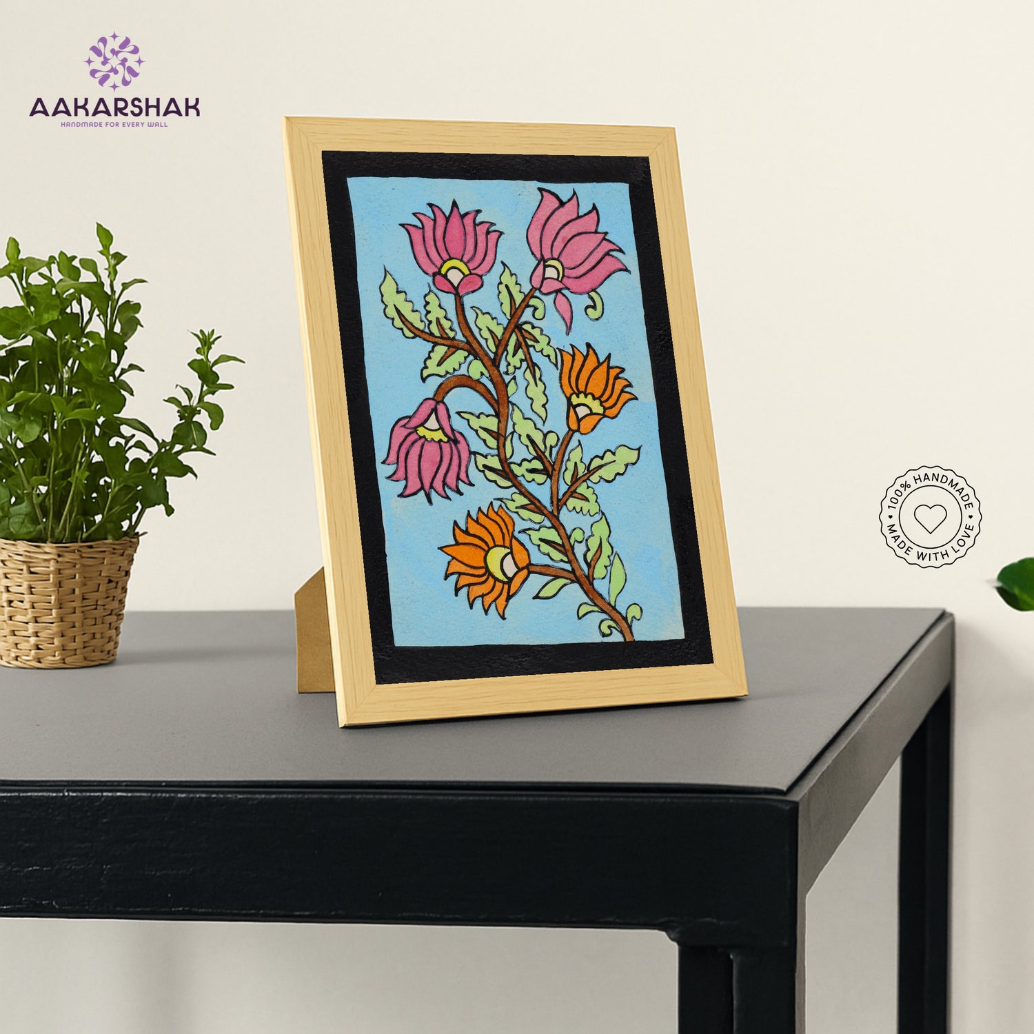 vibrant handmade flower painting-depicting indian folk traditions
