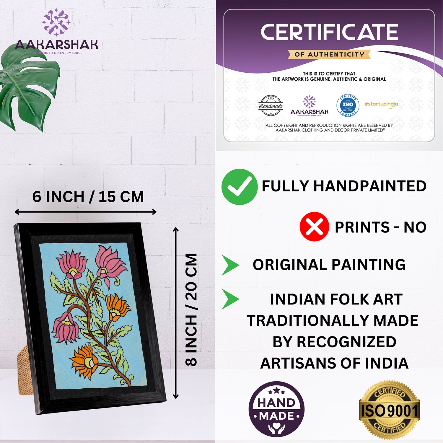 handmade iso certified-flower kalamkari painting
