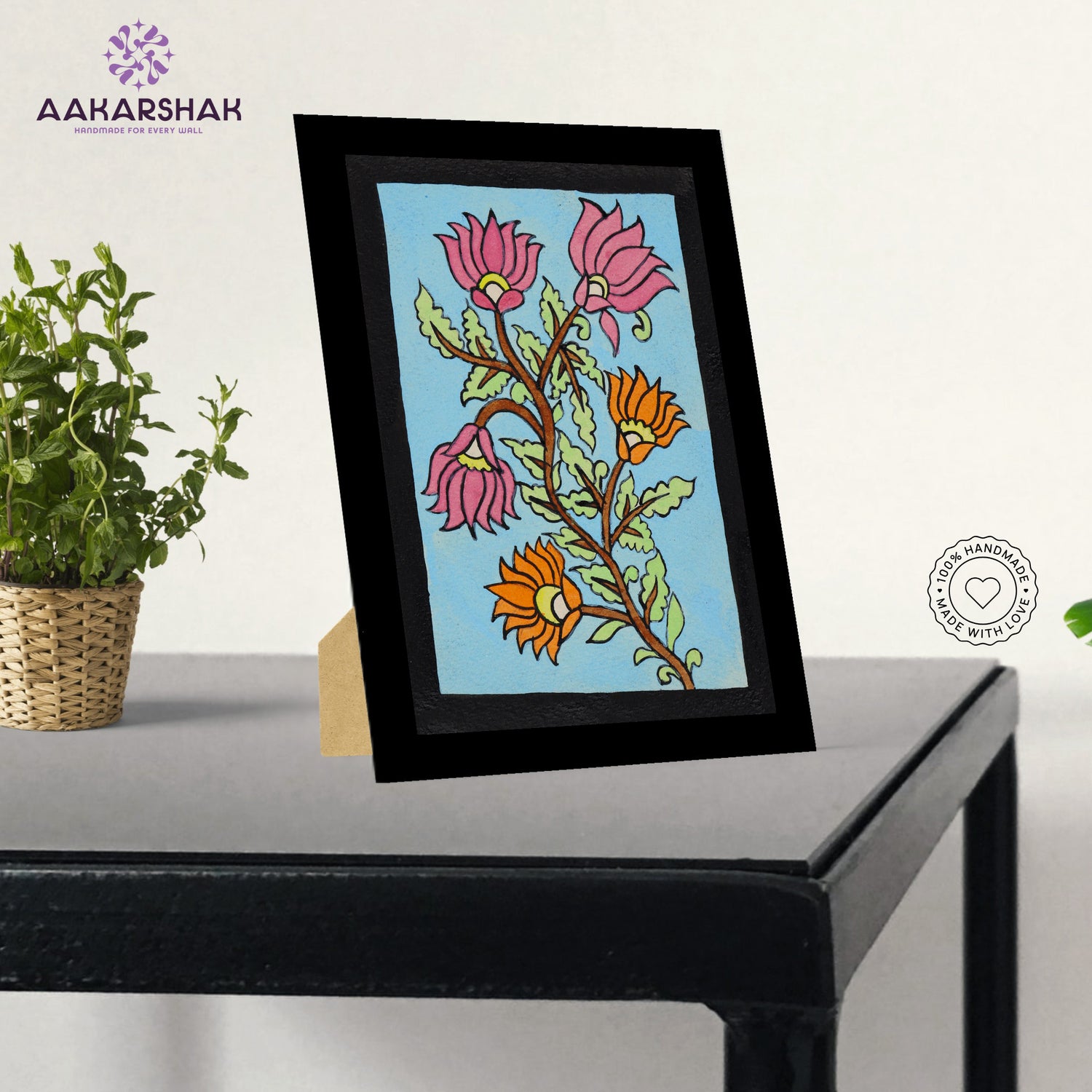 vibrant handmade flower painting-depicting indian folk traditions
