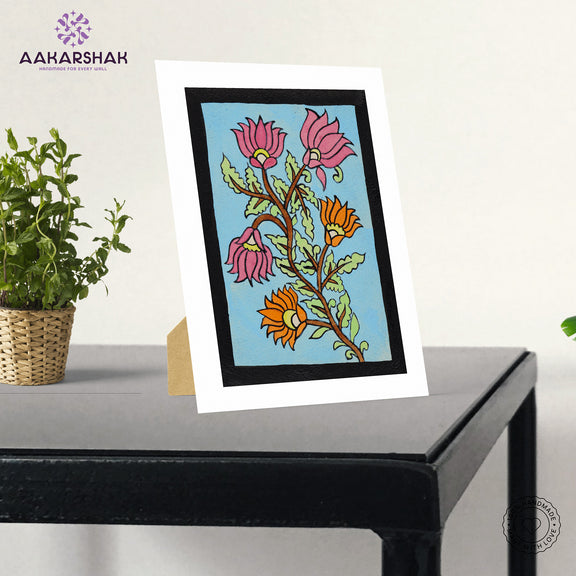 vibrant handmade flower painting-depicting indian folk traditions
