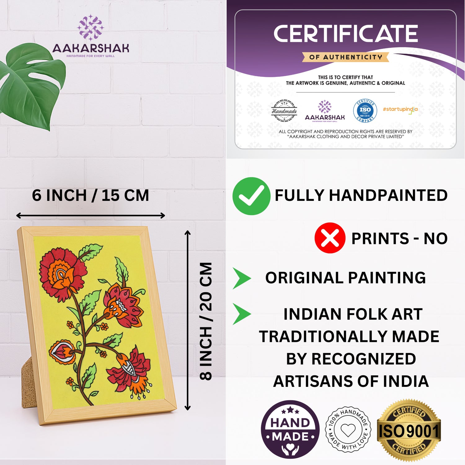 handmade iso certified-flower kalamkari painting
