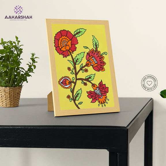 vibrant handmade flower painting-depicting indian folk traditions
