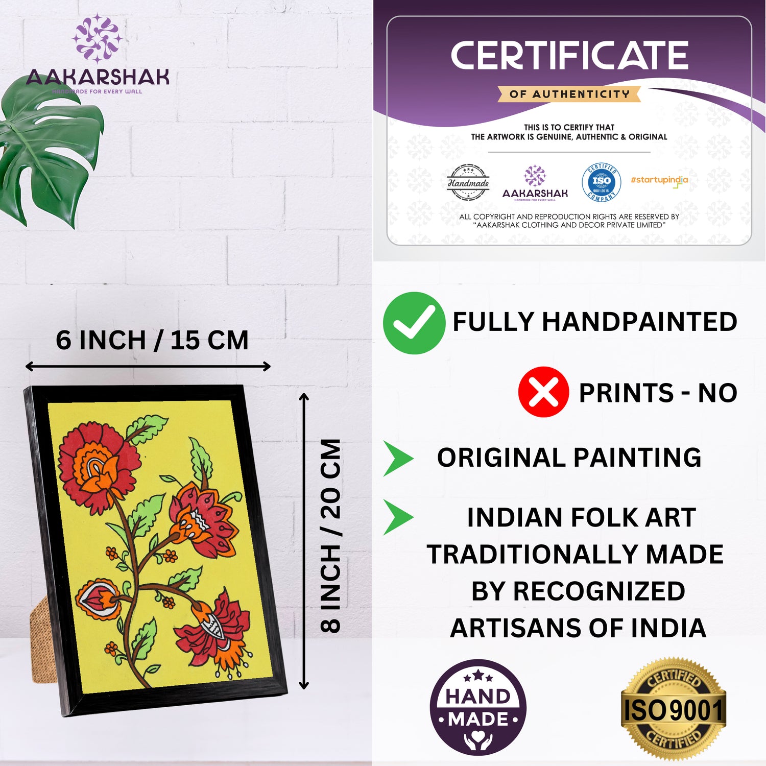handmade iso certified-flower kalamkari painting
