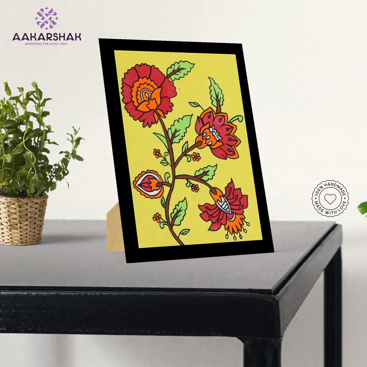 vibrant handmade flower painting-depicting indian folk traditions
