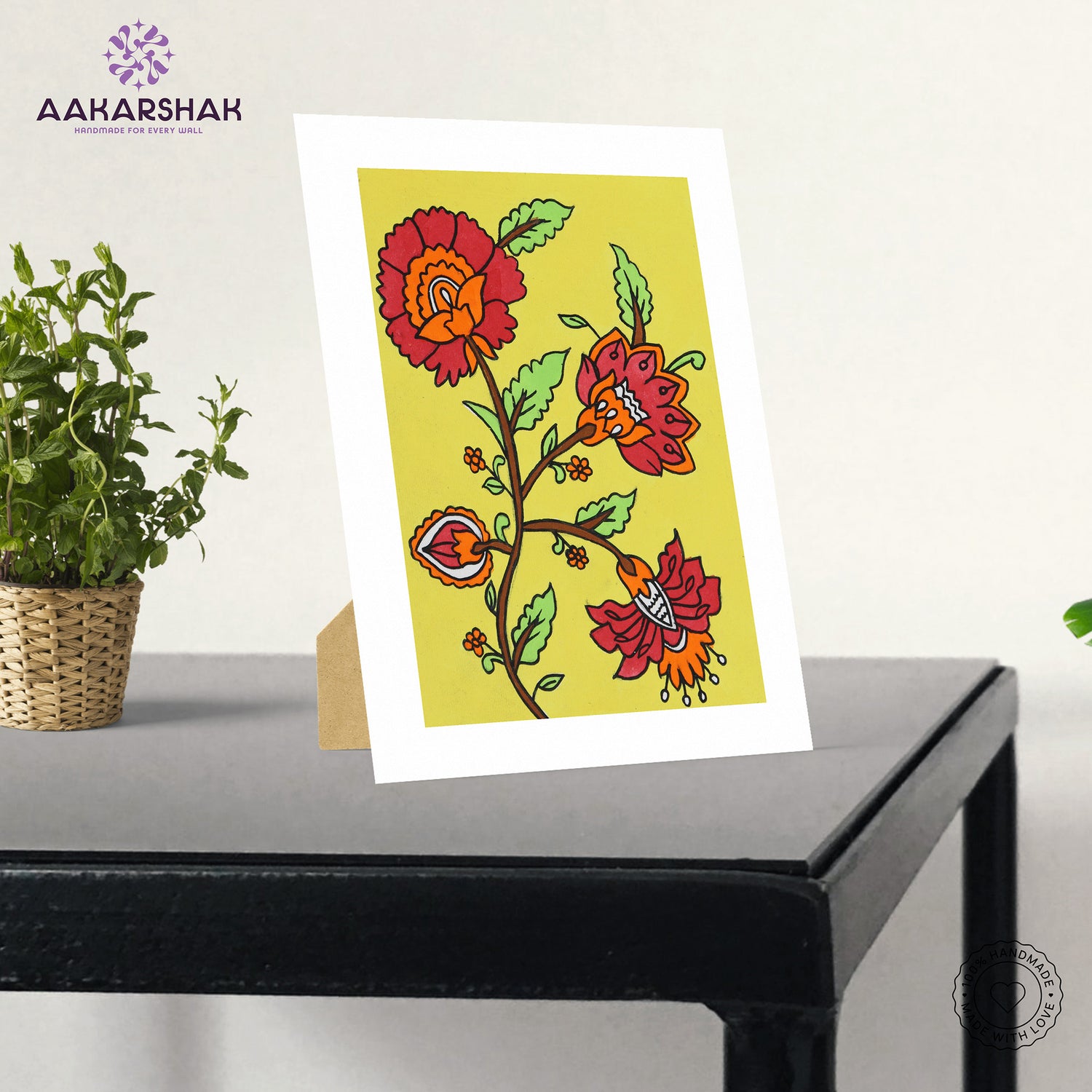 vibrant handmade flower painting-depicting indian folk traditions
