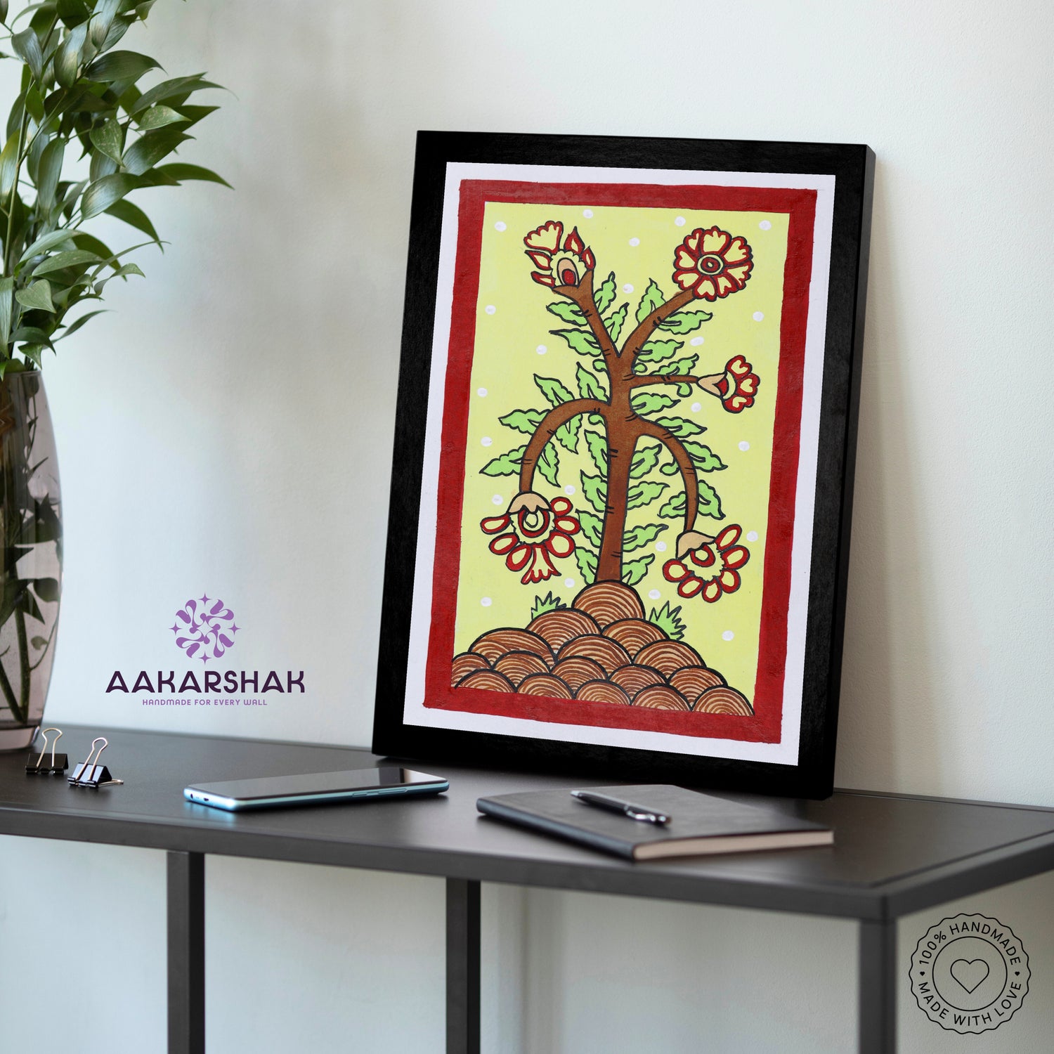 vibrant handmade peacock painting-depicting indian folk traditions
