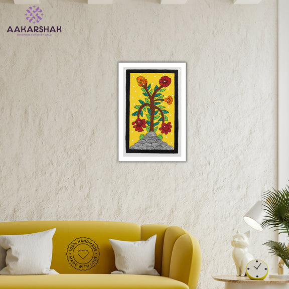 vibrant handmade peacock painting-depicting indian folk traditions
