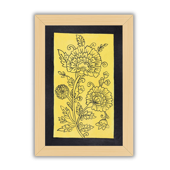 handmade kalamkari painting flower-in vibrant traditional folk art style