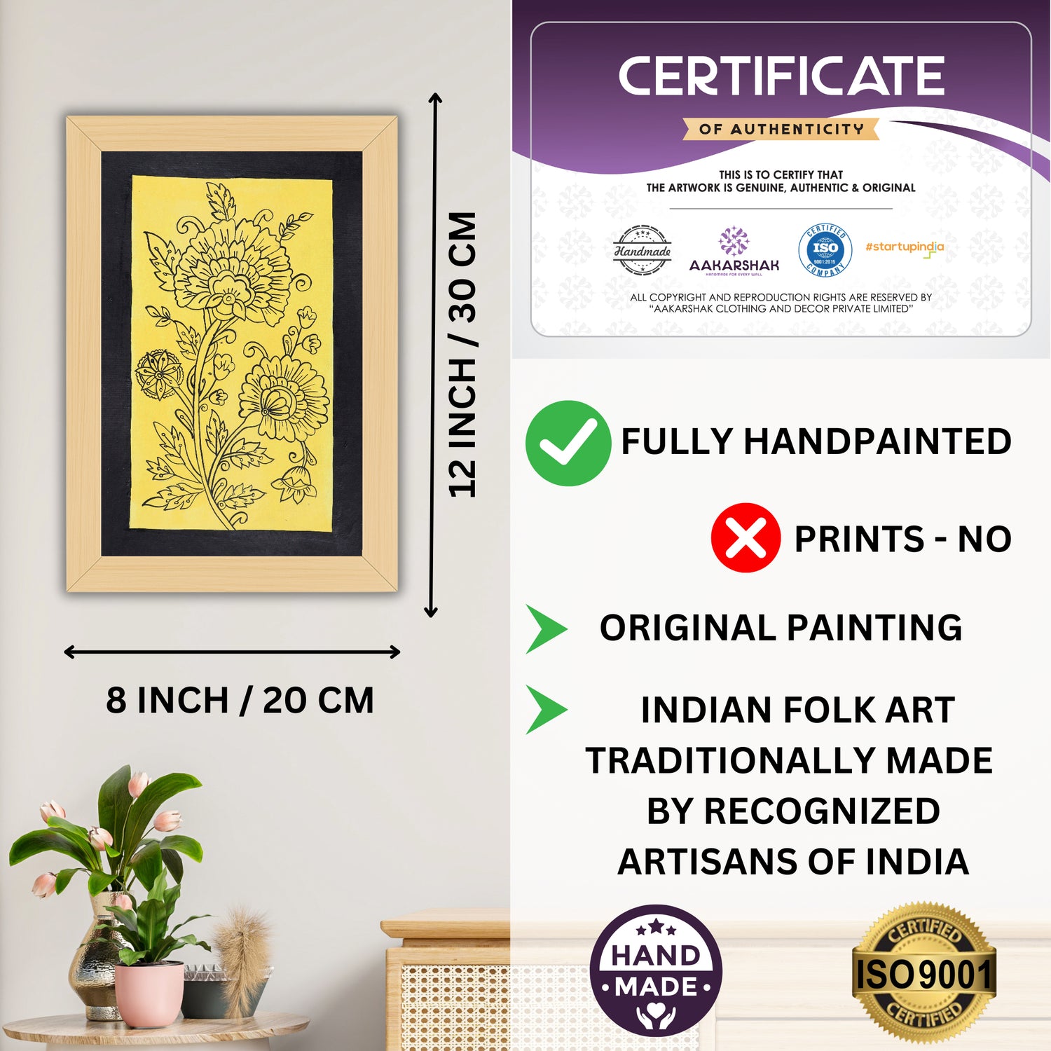 handmade iso certified-flower kalamkari painting