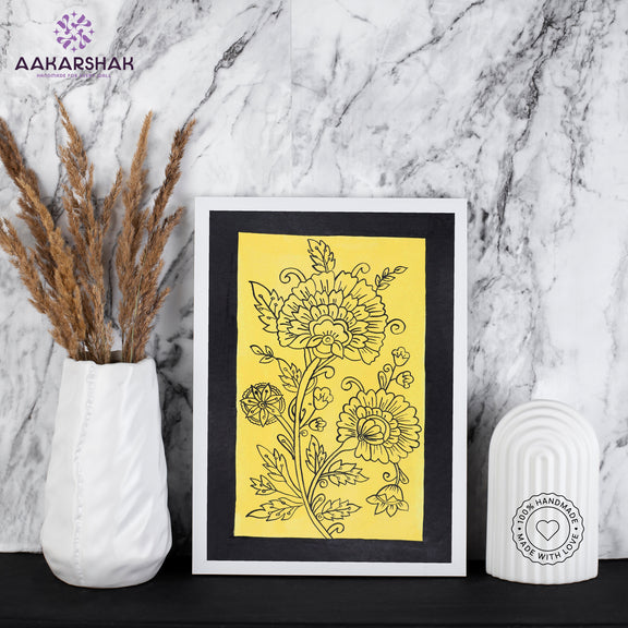 handmade kalamkari peacock painting-with tabletop stand for home decor