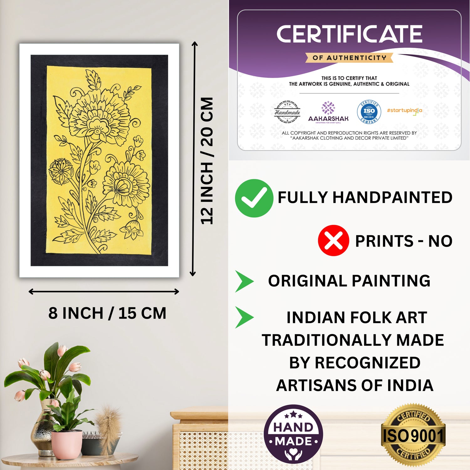 handmade iso certified-flower kalamkari painting