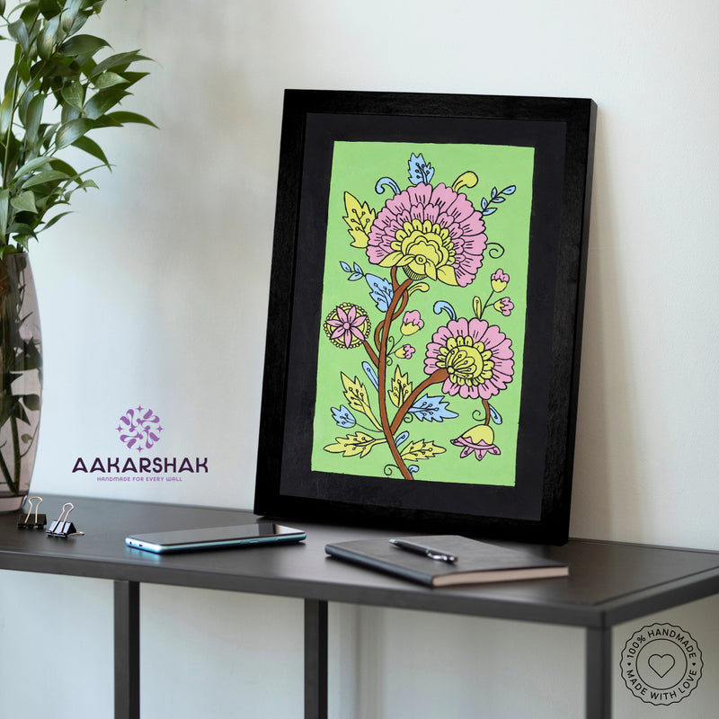 vibrant handmade peacock painting-depicting indian folk traditions
