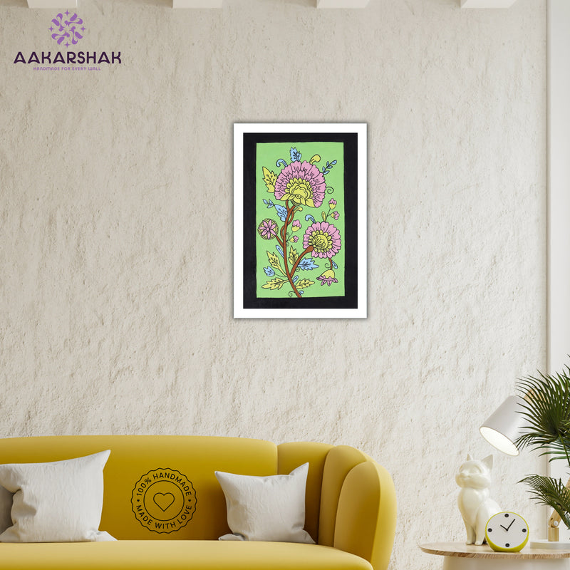 vibrant handmade peacock painting-depicting indian folk traditions
