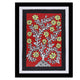 Framed artwork of a colorful flower-with handmade kalamkari painting