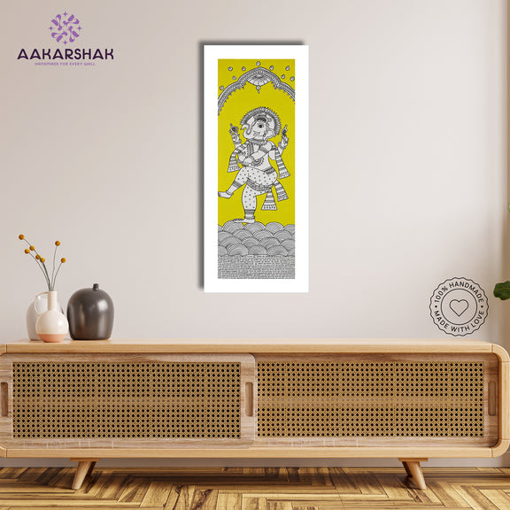 Framed artwork with ganesh ji  design -handmade kalamkari painting for home decor