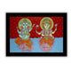 Framed artwork of a colorful ganesh-laxmi -with handmade kalamkari painting 