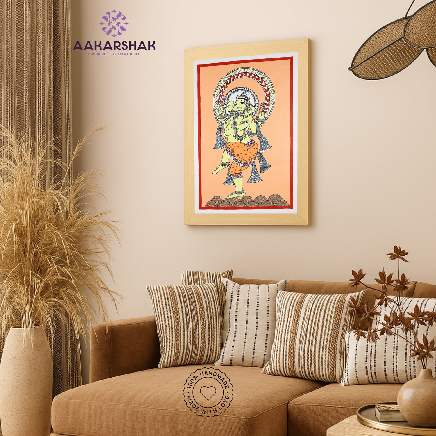 vibrant handmade ganesh painting-depicting indian folk traditions
