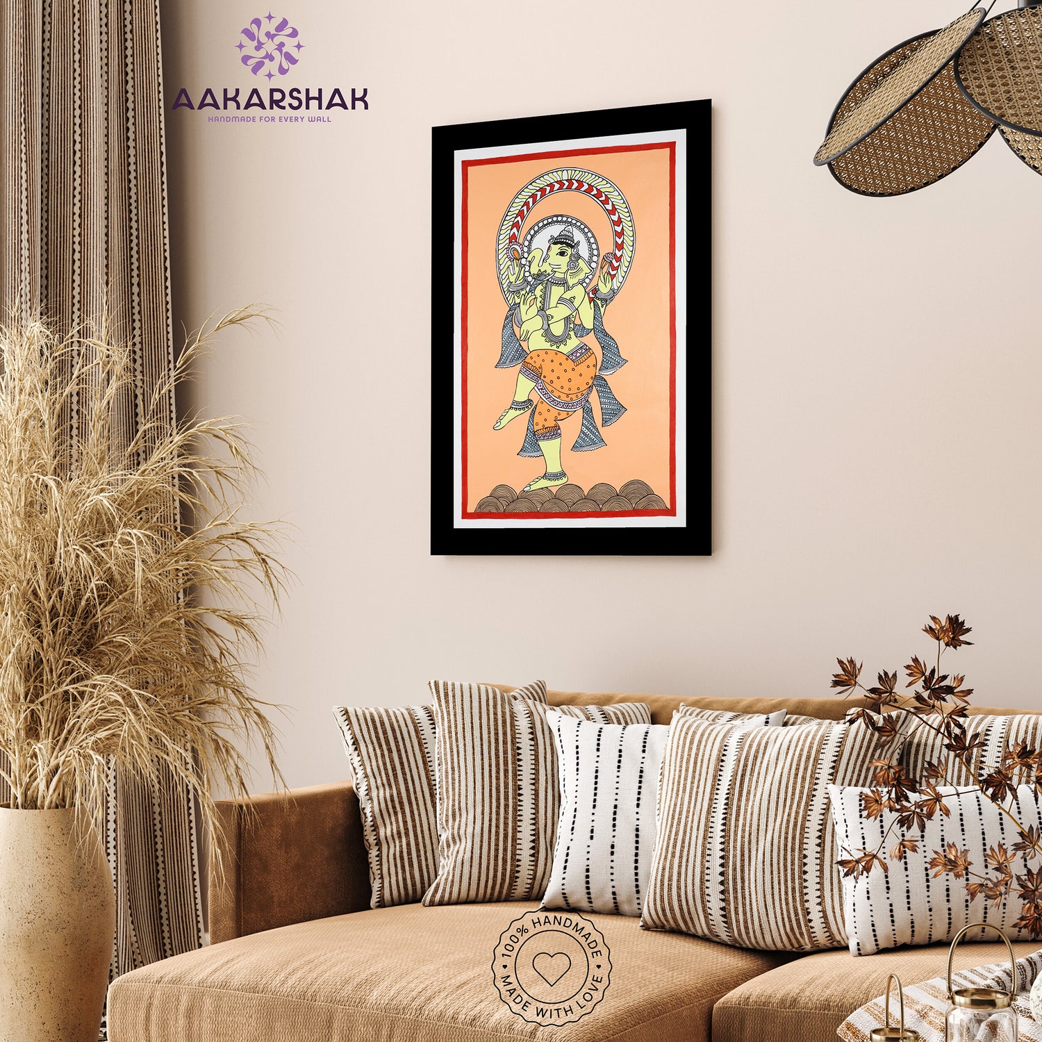 vibrant handmade ganesh painting-depicting indian folk traditions