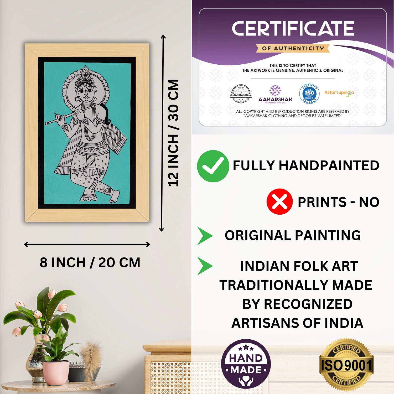 handmade iso certified-krishna kalamkari painting