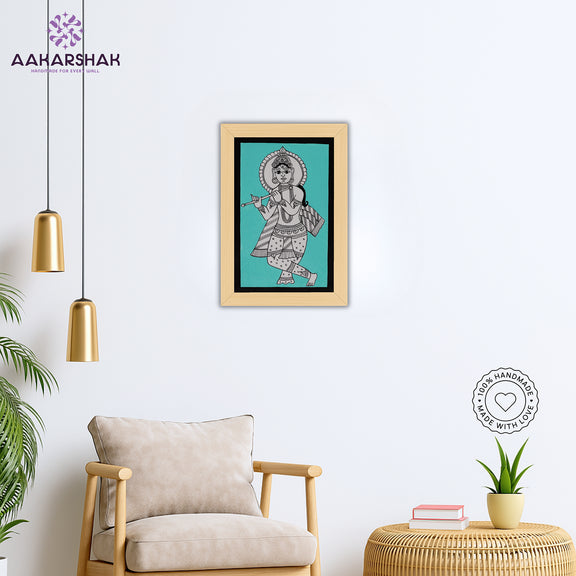 vibrant handmade krishna painting-depicting indian folk traditions
