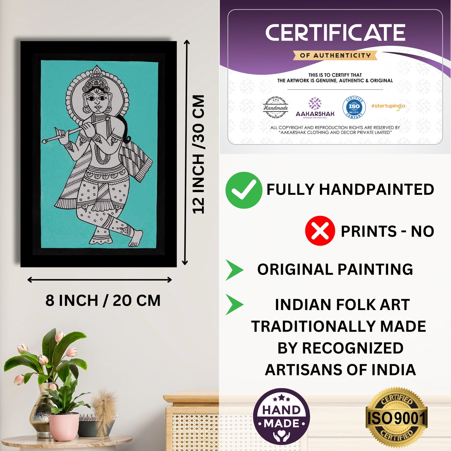 handmade iso certified-krishna kalamkari painting