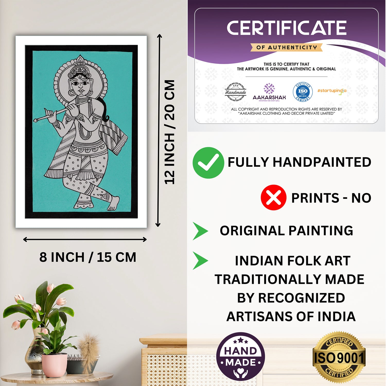 handmade iso certified-krishna kalamkari painting