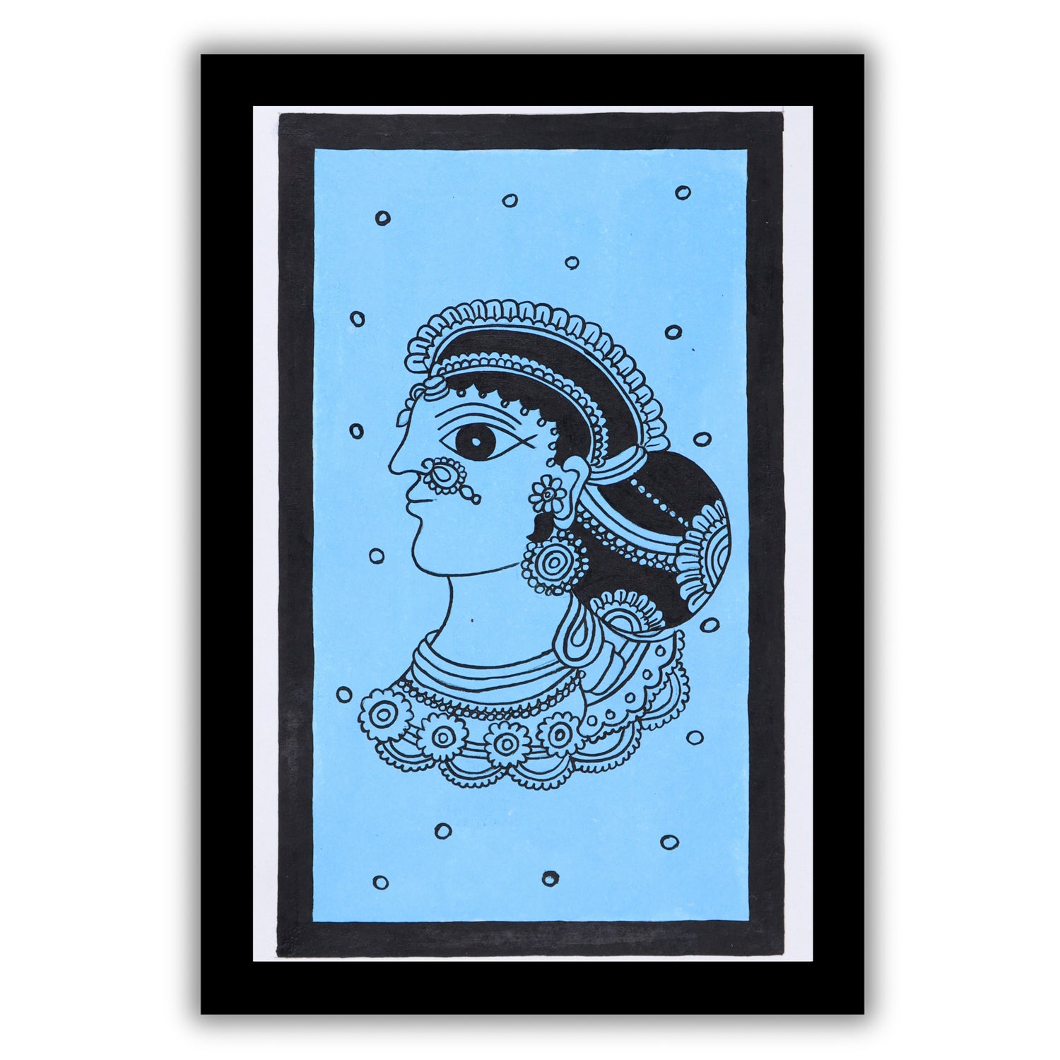 handmade kalamkari painting lady-in vibrant traditional folk art style