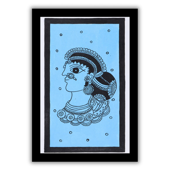 handmade kalamkari painting lady-in vibrant traditional folk art style