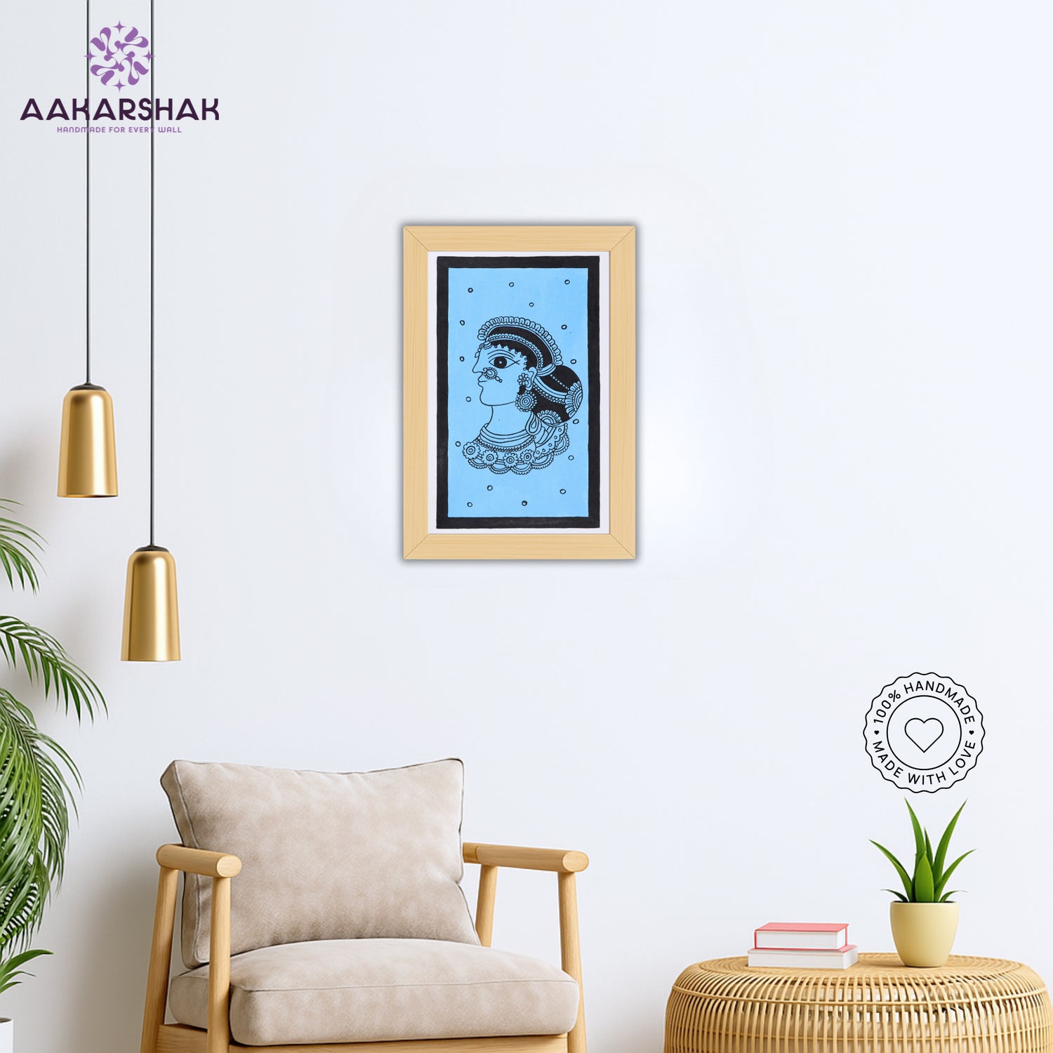 vibrant handmade lady painting-depicting indian folk traditions