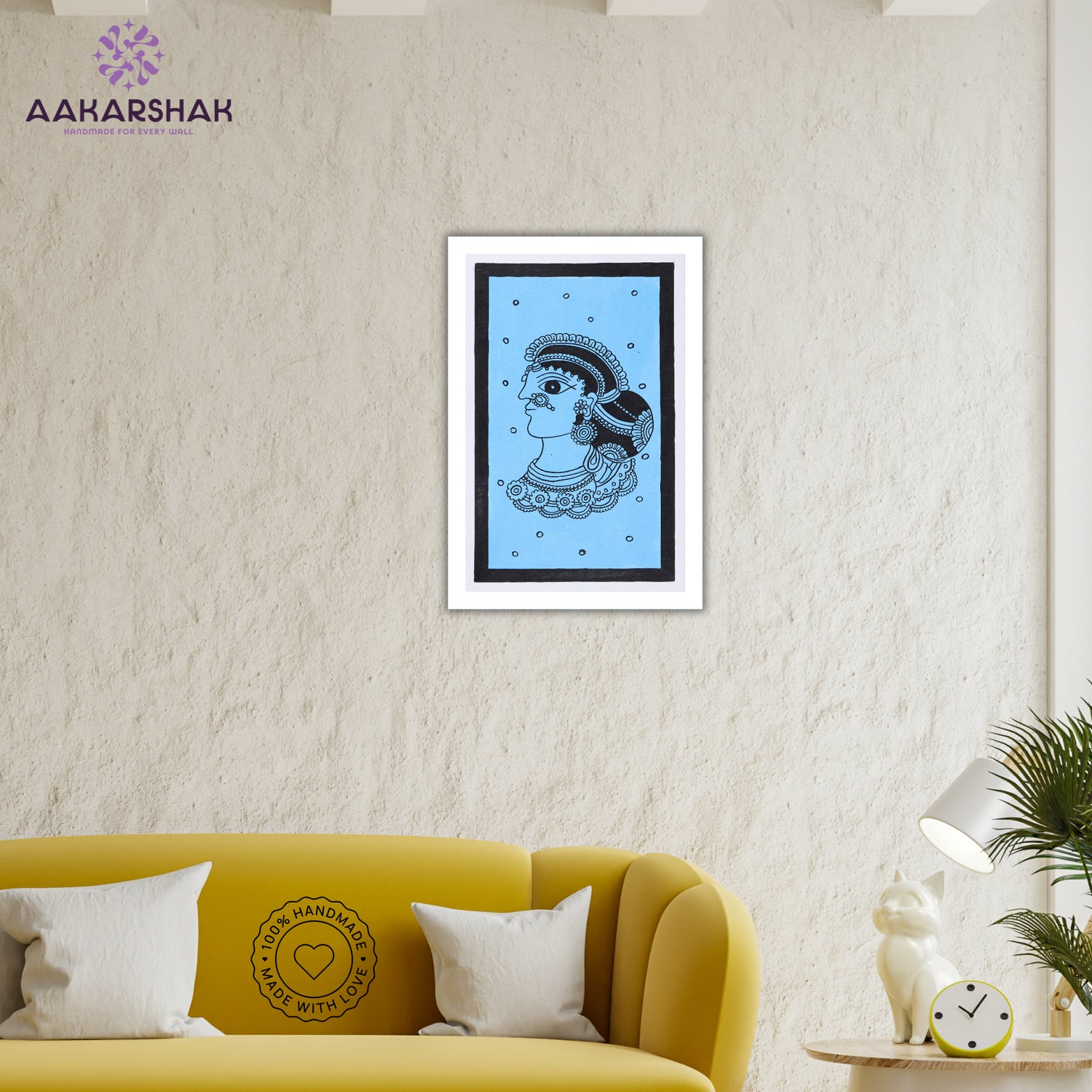 vibrant handmade lady painting-depicting indian folk traditions