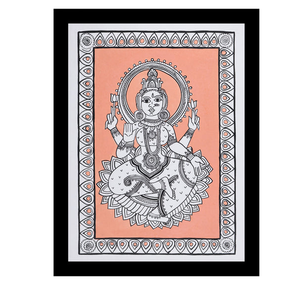 Framed artwork of a colorful laxmi-with handmade kalamkari painting