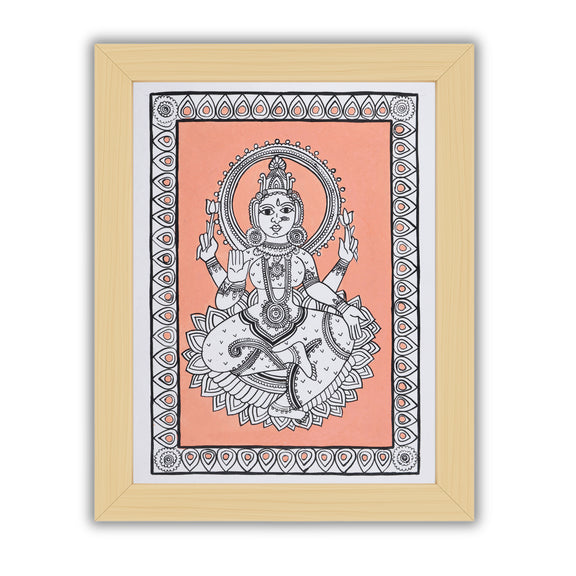 Framed artwork of a colorful laxmi-with handmade kalamkari painting