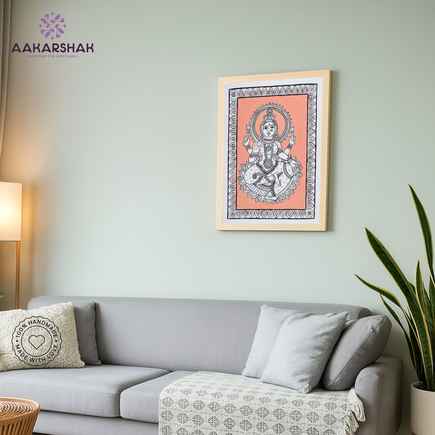 vibrant handmade laxmi painting-depicting indian folk traditions