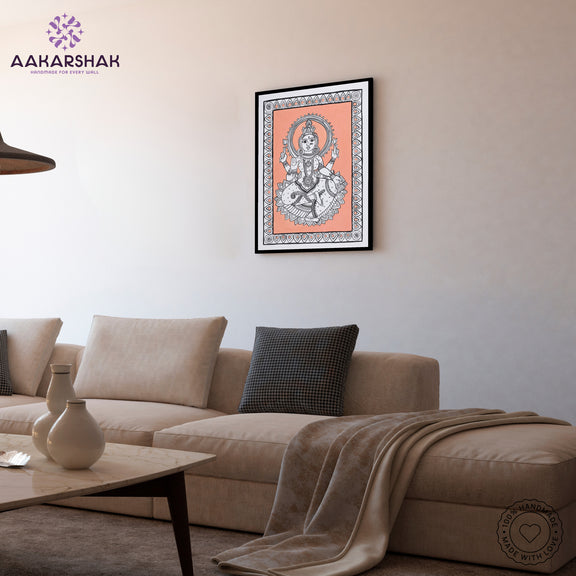 vibrant handmade laxmi painting-depicting indian folk traditions
