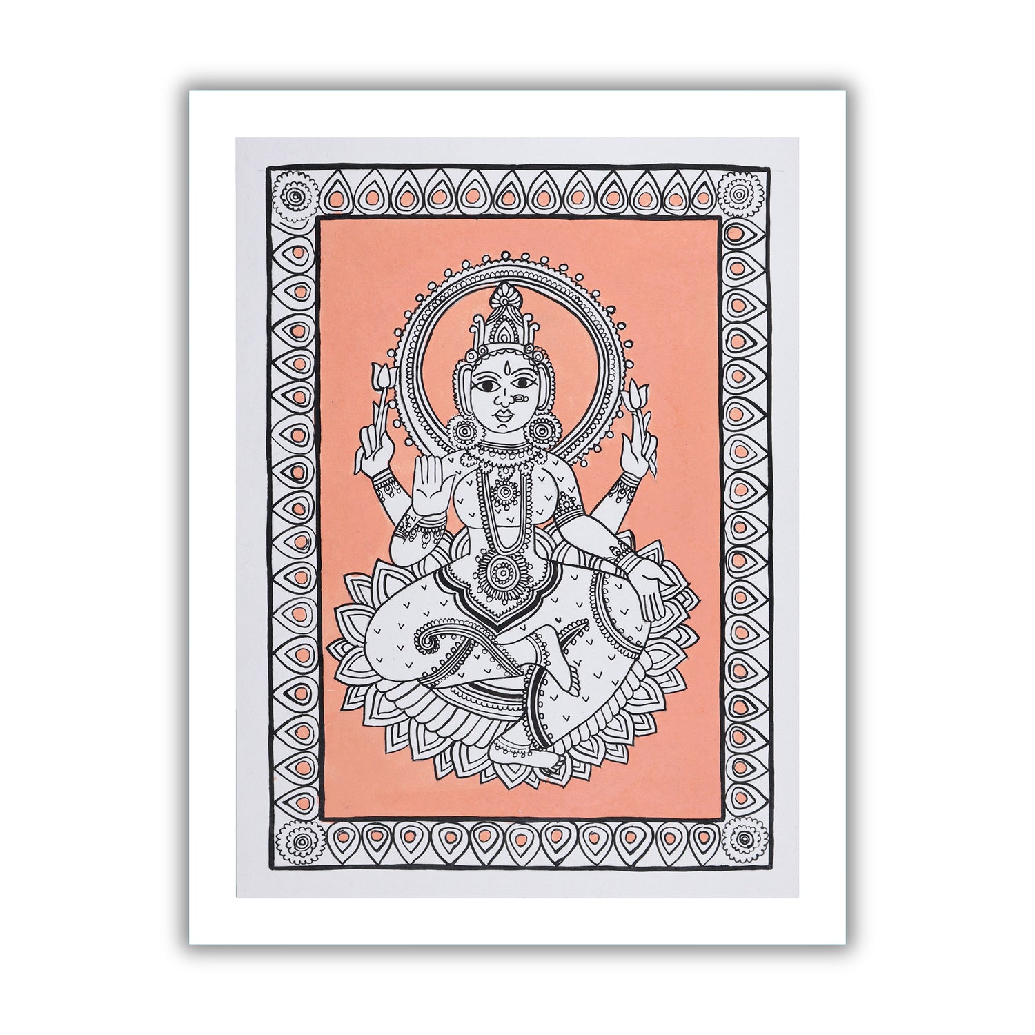 Framed artwork of a colorful laxmi-with handmade kalamkari painting
