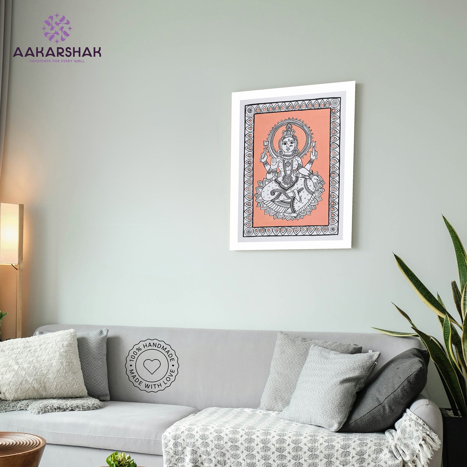 vibrant handmade laxmi painting-depicting indian folk traditions