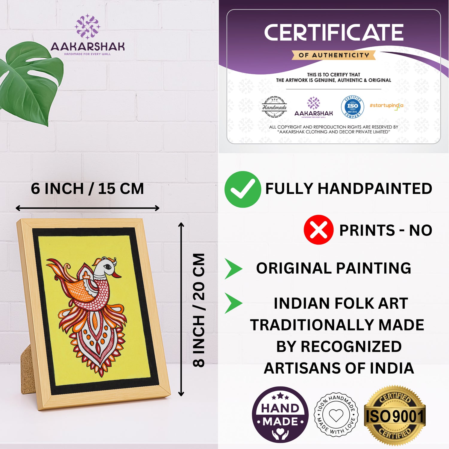 handmade iso certified-peacock kalamkari painting