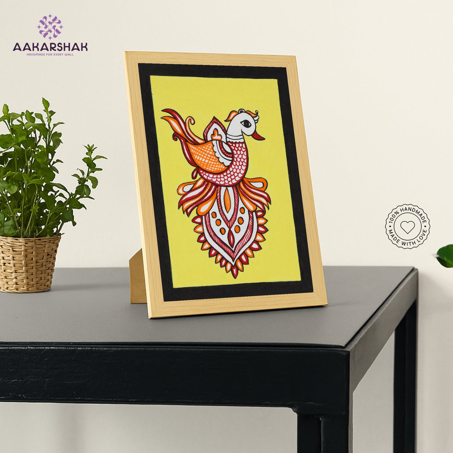vibrant handmade peacock painting-depicting indian folk traditions
