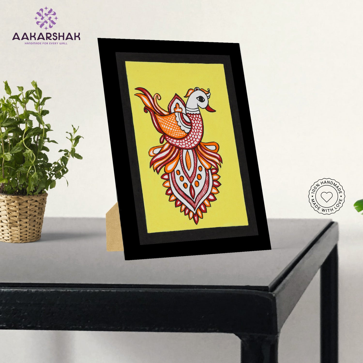 vibrant handmade peacock painting-depicting indian folk traditions
